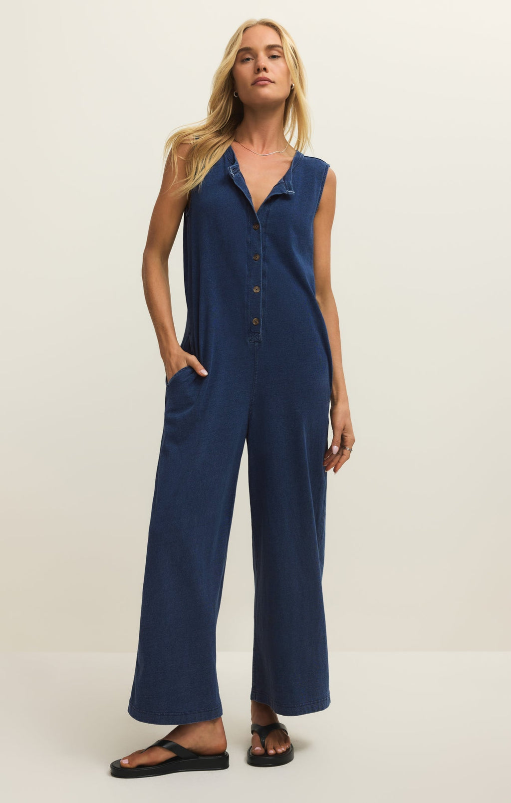 Fiona Jersey Denim Jumpsuit